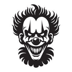 Menacing Clown Silhouette Vector Illustration with Ruffled Collar