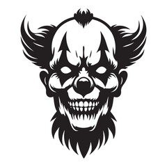 Fototapeta premium Creepy Scary Clown Face Vector Design for Halloween Designs