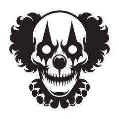 Spooky Halloween Clown Face Skull Silhouette Graphic Design Vector