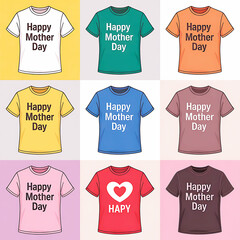 happy mother's day different color background t shirt design.