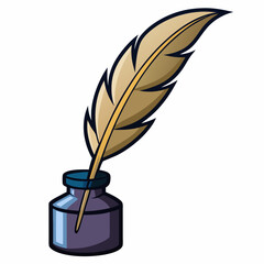 elegant quill pen with ink bottle