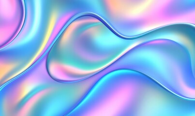 Naklejka premium Iridescent holographic abstract wavy background design for digital art