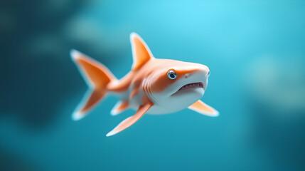 Orange And White Shark Swimming In Blue Water