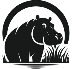 Hippopotamus silhouette animal vector