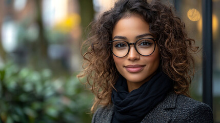 Confident executive in a suit, a handsome businesswoman smiling