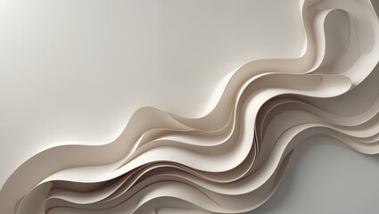 Abstract layered paper waves flowing gracefully, neutral color palette