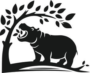 Hippopotamus silhouette animal vector