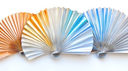 Luxurious Decorative Fans with Intricate Geometric Details in Metallic Hues