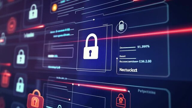A closeup of a users profile on a digital interface highlighting a secure lock icon next to confirmed data points such as biometric scans and document uploads accompanied by a progress