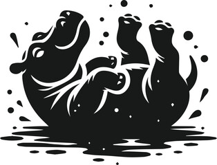 Obraz premium Hippopotamus silhouette animal vector
