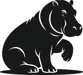 Hippopotamus silhouette animal vector