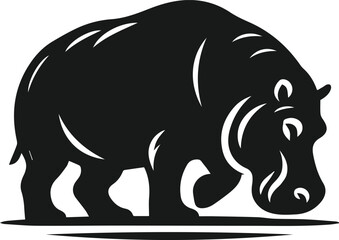 Hippopotamus silhouette animal vector