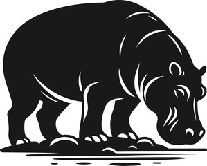 Hippopotamus silhouette animal vector