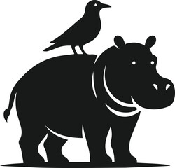 Hippopotamus silhouette animal vector