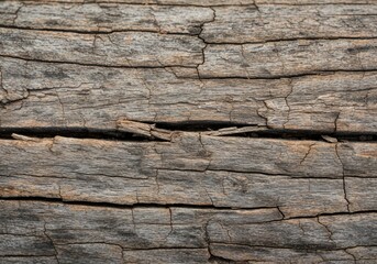 Detailed close-up reveals the weathered textures and natural patterns of aged wood with cracks and grain.