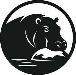 Hippopotamus silhouette animal vector