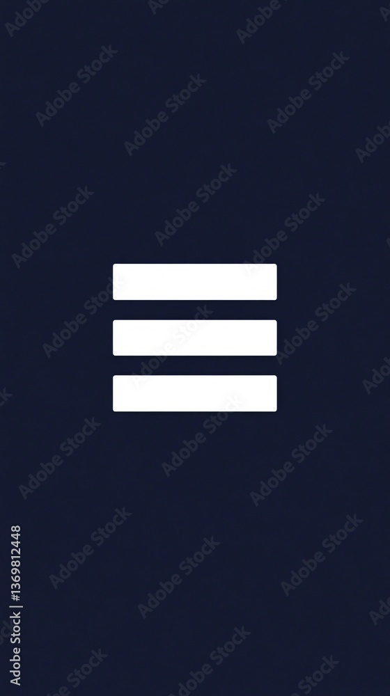 Poster White hamburger menu icon on dark blue background representing user interface and navigation