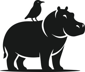 Hippopotamus silhouette animal vector