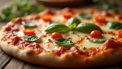 Margherita Pizza With Fresh Basil and Tomatoes