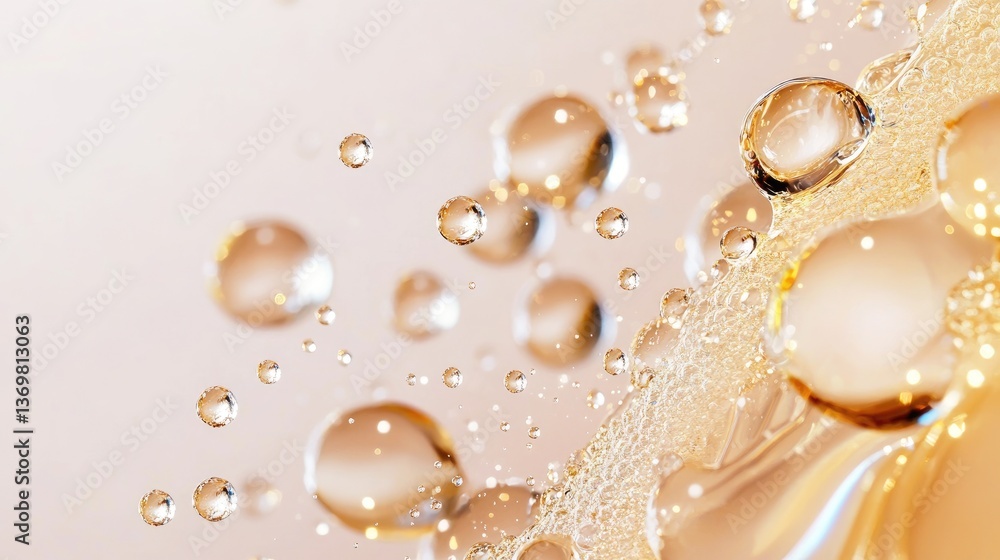 Aufkleber bubbles floating on a soft beige background in abstract water scene