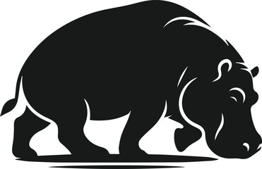 Hippopotamus silhouette animal vector