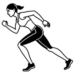 Fototapeta premium Line art vector silhouette of a woman sprinter in a fast running position