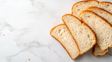 Freshly Sliced White Bread on a Marble Background for Cooking