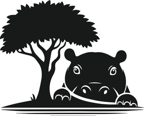 Hippopotamus silhouette animal vector