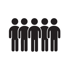 Black Silhouette Icons of People – Diverse Group, Crowd, Teamwork, Community, Children, and Family Symbols