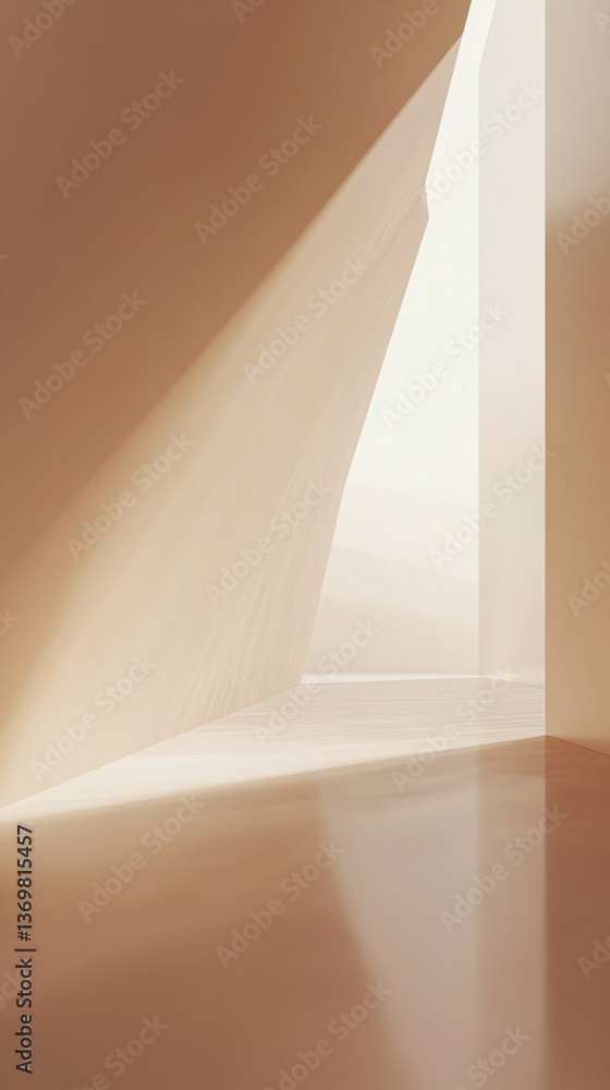 Poster Light creating abstract shapes in modern minimalist interior design
