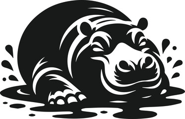 Hippopotamus silhouette animal vector