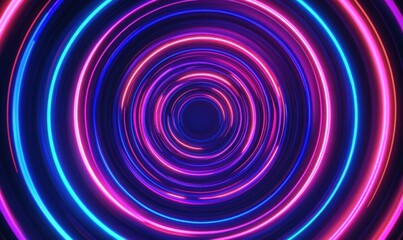Neon circles tunnel background for futuristic designs