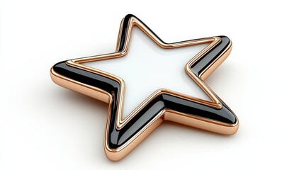 Five Pointed Star with Black and Gold Accents on White Background