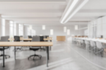 Modern Office Interior with Blurred Design. 3D Rendering