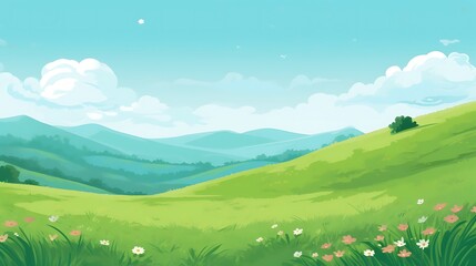 Serene Rolling Hills Landscape Under a Blue Sky