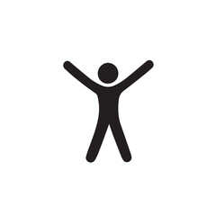 Black Silhouette of a Happy Person Celebrating with Stars – Joy, Success, Excitement, Achievement, and Positive Energy Icon