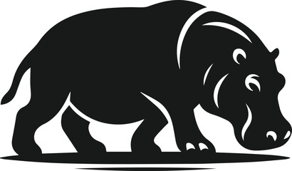 Hippopotamus silhouette animal vector