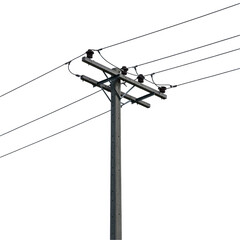 high voltage electric pole isolated on transparent background 