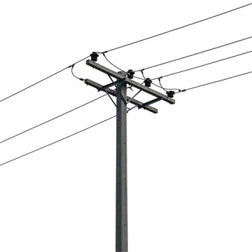 high voltage electric pole isolated on transparent background 