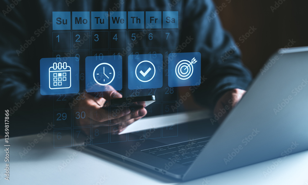 Poster digital productivity and task management concept.