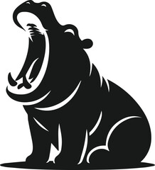 Hippopotamus silhouette animal vector