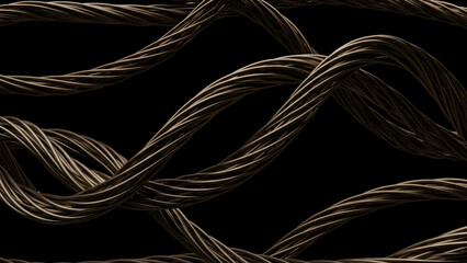 An artistic 3D representation of intertwined wires against a black background, highlighting elegant, flowing lines that convey a sense of advanced technology