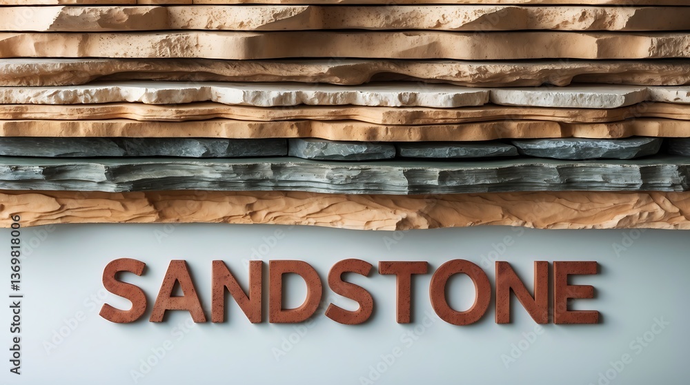 Poster Layered sandstone texture with clear typography displayed on a smooth surface