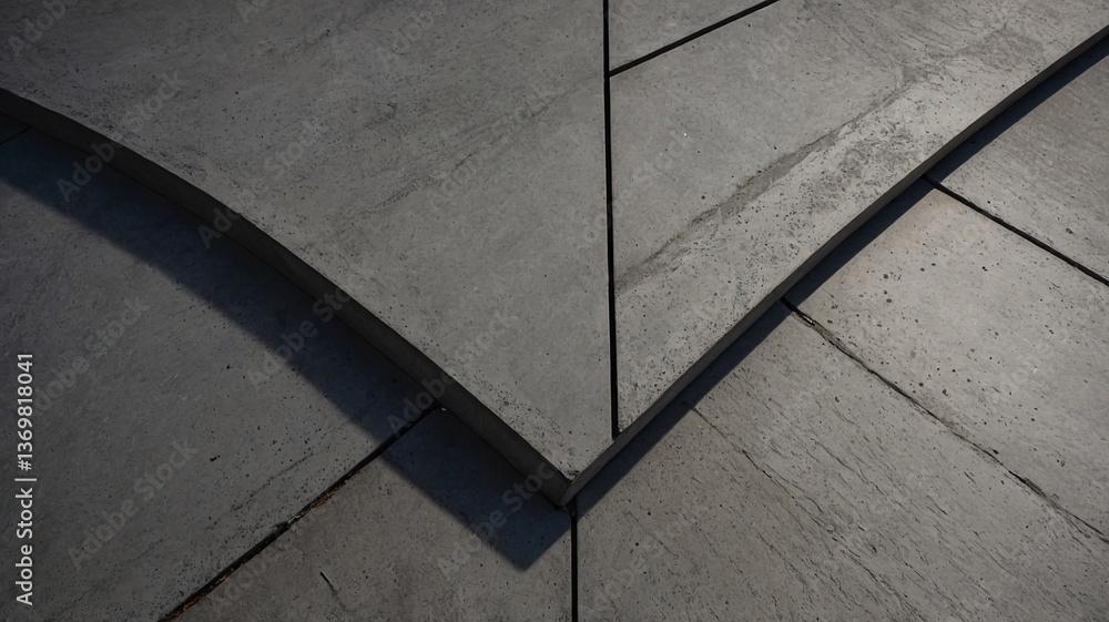 Poster an abstract view of concrete surfaces with smooth curves and geometric lines, highlighting texture a