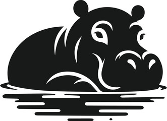 Hippopotamus silhouette animal vector