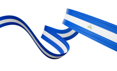 3d Flag Of Nicaragua 3d Wavy Shiny Nicaragua Ribbon Flag 3d Illustration