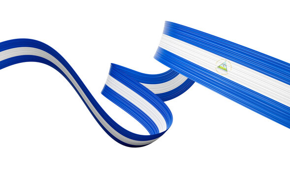 3d Flag Of Nicaragua 3d Wavy Shiny Nicaragua Ribbon Flag 3d Illustration
