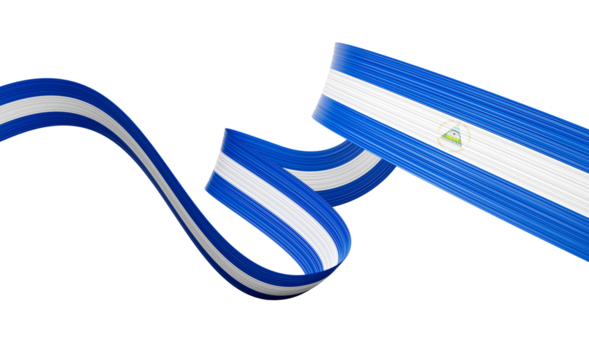 3d Flag Of Nicaragua 3d Wavy Shiny Nicaragua Ribbon Flag 3d Illustration