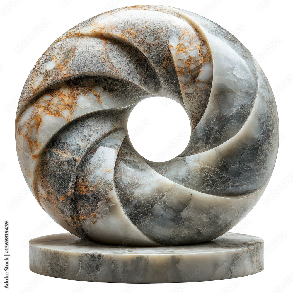 Poster intricate marble torus sculpture with modern circular design element