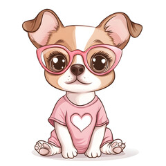 Illustration of a character with a dog wearing glasses